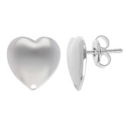 Heart studs 12 mm - Fine silver plated x2