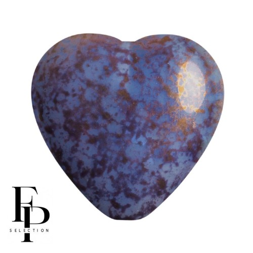 Glass heart bead 16x15 mm - Opaque Sky Blue Bronze x1