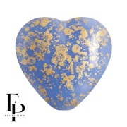 Glass heart bead 16x15 mm - Opaque Sky Blue Gold Splash x1
