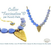 Glass heart bead 16x15 mm - Opaque Sky Blue Gold Splash x1