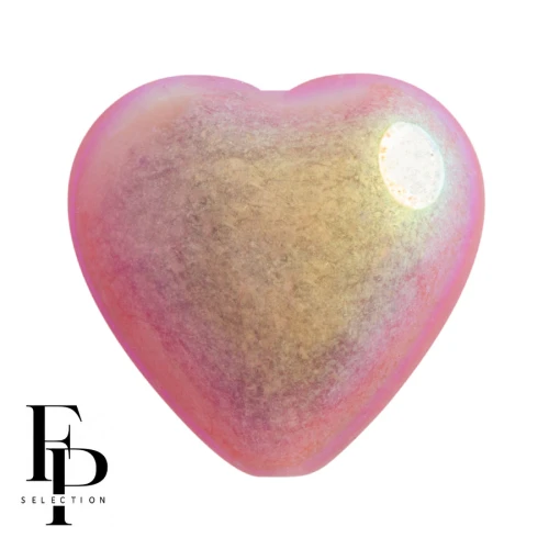 Glass heart bead 16x15 mm - Opaque Rose AB x1