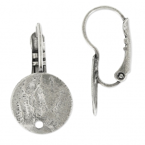 Stud Leverback earrings with a hole 12 mm antic silver tone