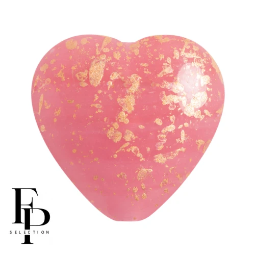 Glass heart bead 16x15 mm - Opaque Rose Gold Splash x1