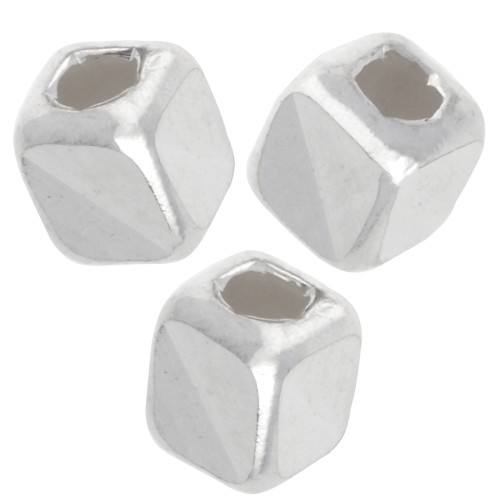 Mirror cube beads 3 mm - Silver 925 x10