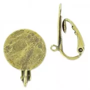 Ear clip crumpled disk 15 mm bronze x2