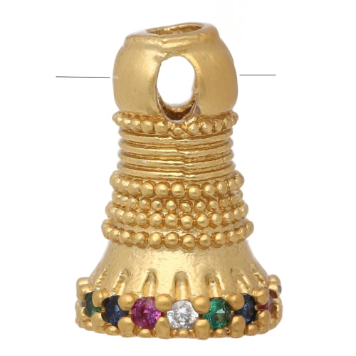 11x7 mm Ethnic Charm with Zirconium Oxides - Fine Gold Gilding - Multicolored