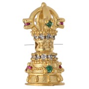 Ethnic bead 15x7 mm with Zirconium oxides - Gilded with fine gold - Multicolored|raw }}