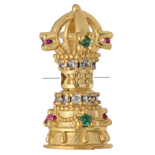 Ethnic bead 15x7 mm with Zirconium oxides - Gilded with fine gold - Multicolored