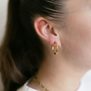 Gold filled (laminated gold) 8 mm ball hoop earrings x1