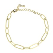 Bracelet rectangle mesh alternated with oval mesh (1x1) - Fine gold plated x16.5cm