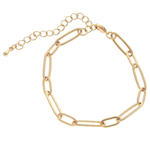 Bracelet rectangle mesh alternated with oval mesh (1x1) - Fine gold plated x16.5cm