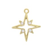 North Star Charm with Zirconium Oxides - 16x14 mm - Fine gold plated x1|raw }}