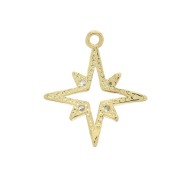 North Star Charm with Zirconium Oxides - 16x14 mm - Fine gold plated x1
