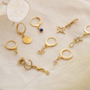 North Star Charm with Zirconium Oxides - 16x14 mm - Fine gold plated x1