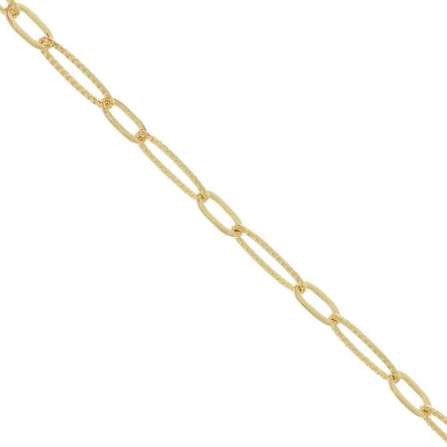 Rectangular mesh chain with oval striated mesh 6 mm - Fine gold plated x50 cm