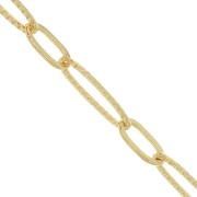 Rectangular mesh chain with oval striated mesh 6 mm - Fine gold plated x50 cm