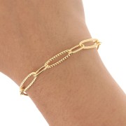 Rectangular mesh chain with oval striated mesh 6 mm - Fine gold plated x50 cm