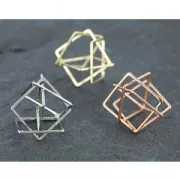 3D squares spacer 24 mm rhodium x1