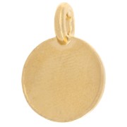 Round charm 12 mm - heart pattern - Fine gold plated x1