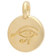 Round charm 12 mm - eye pattern - Fine gold plated x1