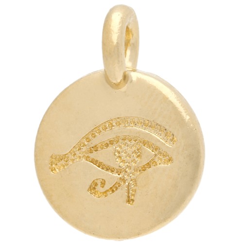 Round charm 12 mm - eye pattern - Fine gold plated x1