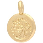 Round charm 12 mm - Tree of life pattern - Fine gold plated x1