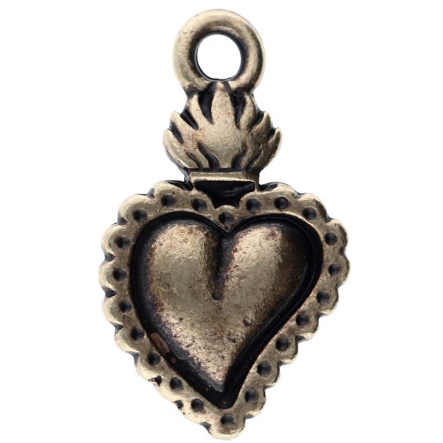 Heart ex-voto pendant 22x13 mm - Bronze x1