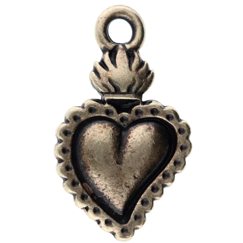 Heart ex-voto pendant 22x13 mm - Bronze x1