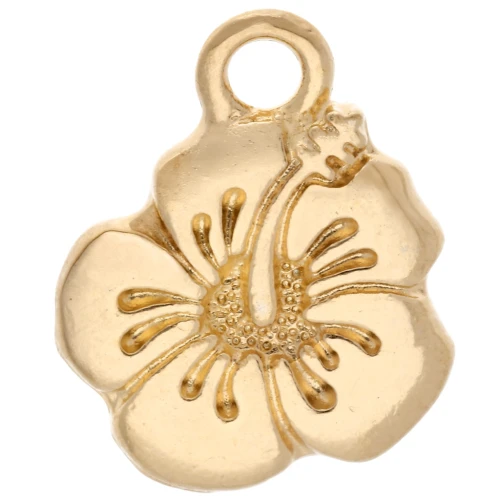 Hibiscus flower charm 17x14 mm - Fine gold plated x1