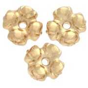 Flower Rondelle beads 6 mm - Fine gold plated x5