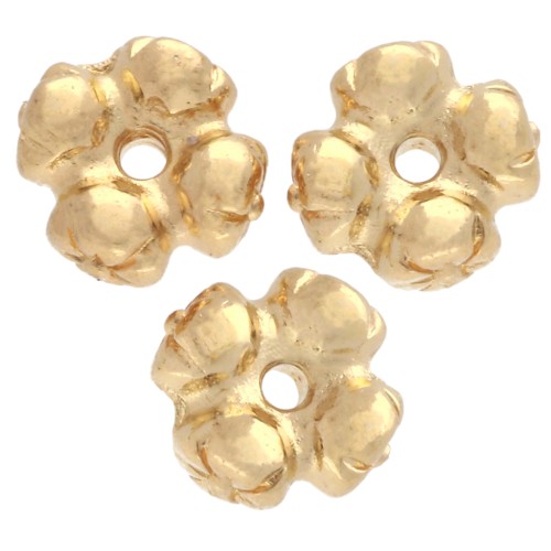 Flower Rondelle beads 6 mm - Fine gold plated x5