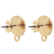 Round irregular ethnic earstuds 12 mm - Fine gold plated x2