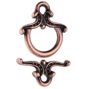 Worked arabesque T clasp 13x12 mm - Aged copper x1|raw }}