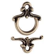 Worked arabesque T clasp 13x12 mm - Bronze x1|raw }}