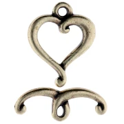 Heart clasp 17x14 mm - Bronze x1