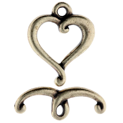 Heart clasp 17x14 mm - Bronze x1