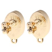 Oval stud earrings 16x10 mm with epoxy resin - Gold - Marbled Red - Blue x2