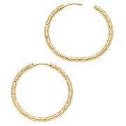 Hammered round hoop 30 mm - Wire 2.5 mm - Stainless steel 316L and 201 Gold x2