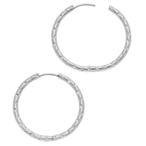 Hammered round hoop 30 mm - Wire 2.5 mm - Stainless steel 316L and 201 x2