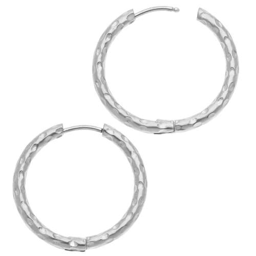 Hammered round hoop 25 mm - Wire 2.5 mm - Stainless steel 316L and 201 x2