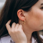Hammered round hoop 25 mm - Wire 2.5 mm - Stainless steel 316L and 201 Gold x2
