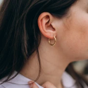 Hammered round hoop earrings 23 mm - 2.5 mm wire - 316L stainless steel and 201 gold-plated x2