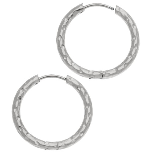 Hammered round hoop 23 mm - Wire 2.5 mm - Stainless steel 316L and 201 x2