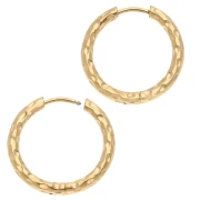 Hammered round hoop 20 mm - Wire 2.5 mm - Stainless steel 316L and 201 Gold x2