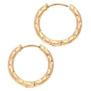 Hammered round hoop 18 mm - Wire 2.5 mm - Stainless steel 316L and 201 Gold x2