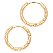 Hammered round hoop 18 mm - Wire 2.5 mm - Stainless steel 316L and 201 Gold x2