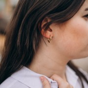 Hammered round hoop 18 mm - Wire 2.5 mm - Stainless steel 316L and 201 Gold x2