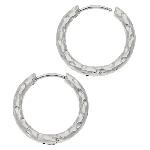 Hammered round hoop 18 mm - Wire 2.5 mm - Stainless steel 316L and 201 x2