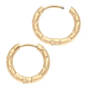 Hammered round hoop 15 mm - Wire 2.5 mm - Stainless steel 316L and 201 Gold x2