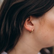 Hammered round hoop 15 mm - Wire 2.5 mm - Stainless steel 316L and 201 Gold x2